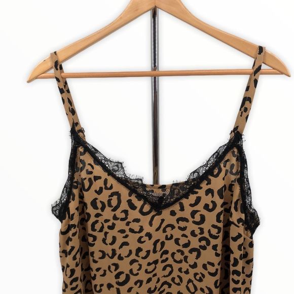 Vixbe Leopard Print Spaghetti Strap Lace Trim Cami size XL - Picture 3 of 12